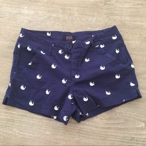 Blue & White Embroidered Whale Shorts 3.5” Inseam
